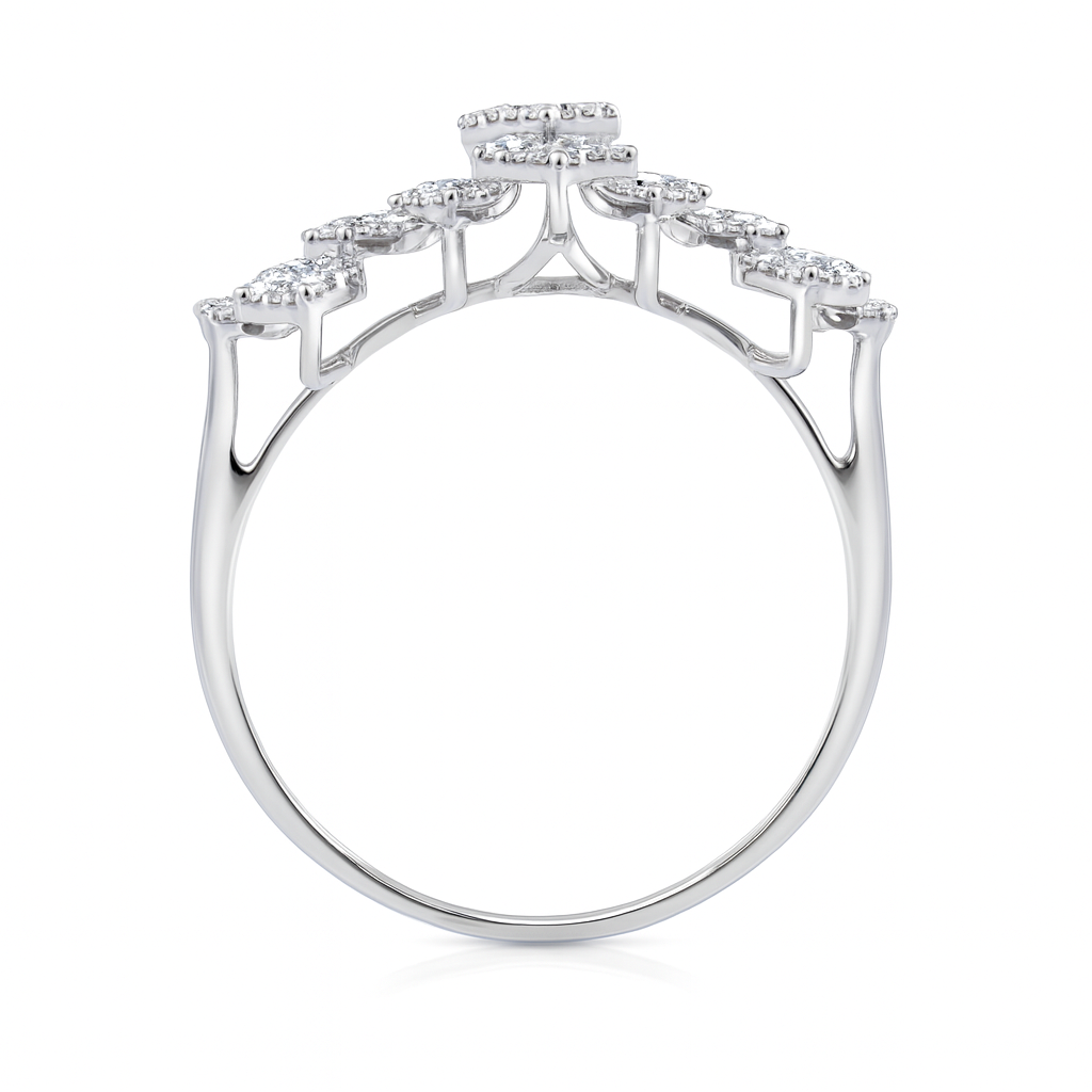 0.86 CT, VS1 IGI Certified Lab Grown Diamond Triangle Ring in 92.5 Silver with Palladium (Silvadium), 2.02g - Hallmarked & Certified Women’s Statement Jewelry by New Age Diamonds