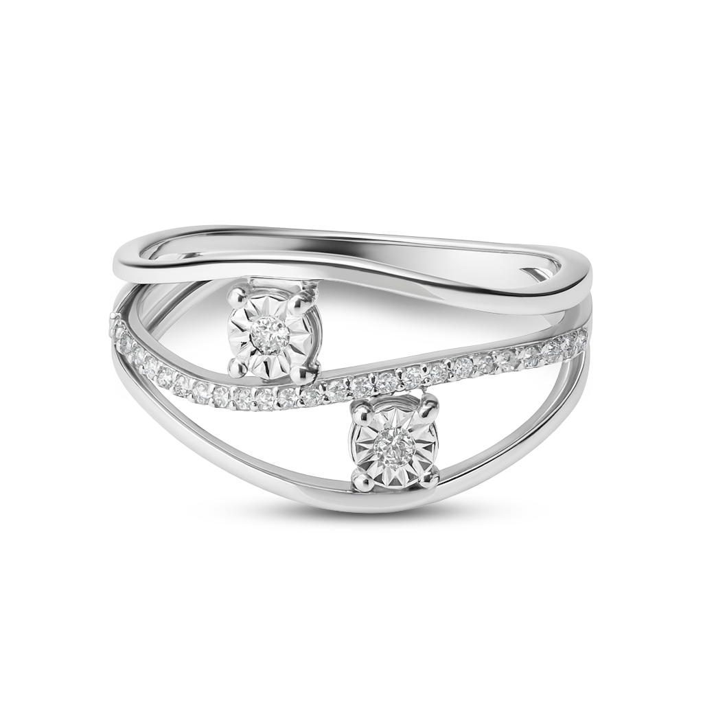 0.14 CT, VS1 Lab Grown Diamond Two-Stone Accent Design Ring in 92.5 Silver with Palladium (Silvadium) - IGI Certified, Hallmarked | Luxury Engagement, Wedding & Everyday Wear Jewelry