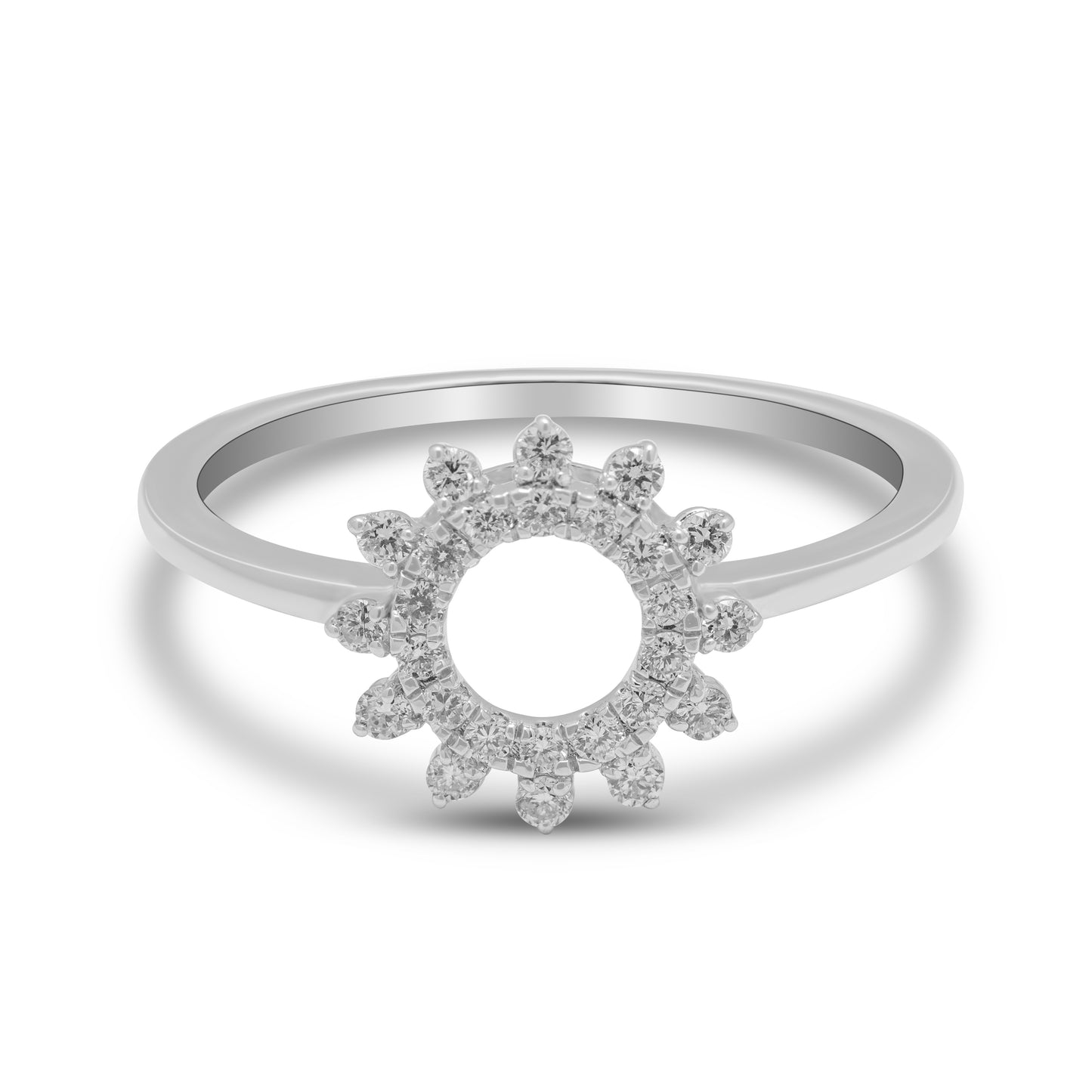 0.21 CT, VS1 IGI Certified Lab Grown Diamond Sunflower Halo Ring in 92.5 Silver with Palladium (Silvadium) - Elegant Floral Design Engagement, Wedding & Anniversary Ring By New Age Diamonds