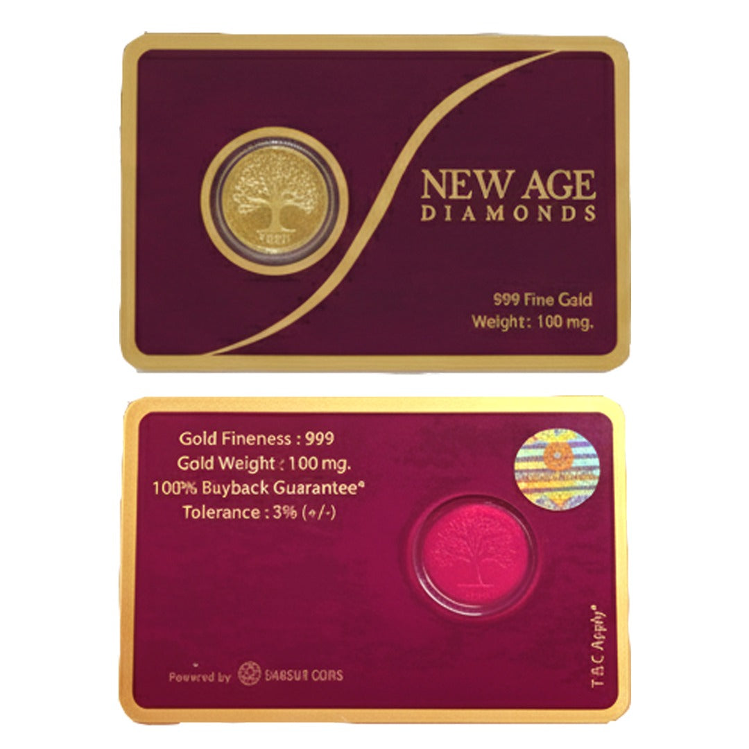 100 mg 999 Fine Gold Coin - Tree of Life Design for Diwali