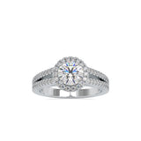 Lab Grown Diamonds 1 CT Centre Piece and 0.51 Ct Side Diamonds Round Cut Halo Split Shank Engagement Ring in 14K Gold | IGI Certified & Customizable