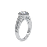 Lab Grown Diamonds 1 CT Centre Piece and 0.51 Ct Side Diamonds Round Cut Halo Split Shank Engagement Ring in 14K Gold | IGI Certified & Customizable