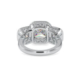 Lab Grown Diamonds with 2 CT Center, 1 CT Side Stones Each & 0.44 CT Accents(4.44 CT) Princess Cut Three Stone Halo Engagement Ring in 14KT Yellow Gold, IGI Certified & Customizable
