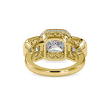 Lab Grown Diamonds with 2 CT Center, 1 CT Side Stones Each & 0.44 CT Accents(4.44 CT) Princess Cut Three Stone Halo Engagement Ring in 14KT Yellow Gold, IGI Certified & Customizable