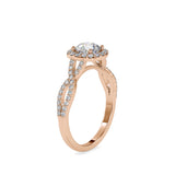Lab Grown Diamonds with 1CT Center,0.52Ct Side Diamond(1.52 CT), Halo Engagement Ring in 14KT Gold – Twisted Band, IGI Certified & Customizable