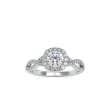 Lab Grown Diamonds with 1CT Center,0.52Ct Side Diamond(1.52 CT), Halo Engagement Ring in 14KT Gold – Twisted Band, IGI Certified & Customizable