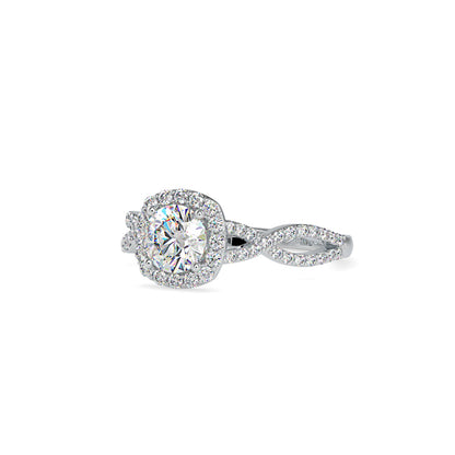 Lab Grown Diamonds with 1CT Center,0.52Ct Side Diamond(1.52 CT), Halo Engagement Ring in 14KT Gold – Twisted Band, IGI Certified & Customizable