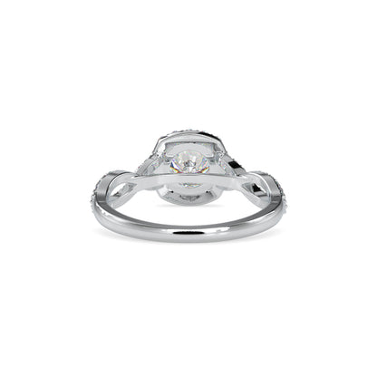 Lab Grown Diamonds with 1CT Center,0.52Ct Side Diamond(1.52 CT), Halo Engagement Ring in 14KT Gold – Twisted Band, IGI Certified & Customizable