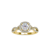 Lab Grown Diamonds with 1CT Center,0.52Ct Side Diamond(1.52 CT), Halo Engagement Ring in 14KT Gold – Twisted Band, IGI Certified & Customizable