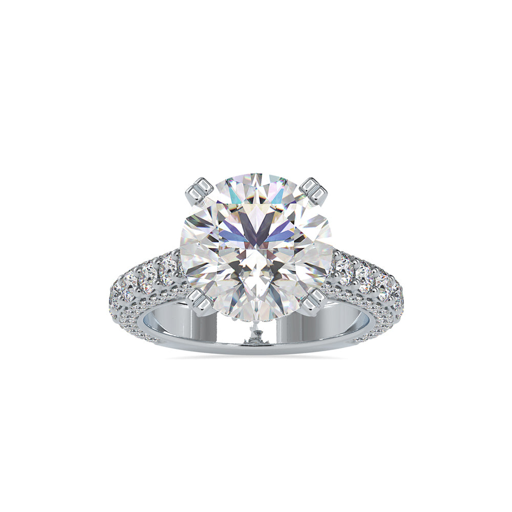 Diamond Dynasty: 3.5 CT Centre Piece and 2.65 Ct Side Stone Lab Grown Diamond Statement Ring in 14K Gold – Luxury for Special Occasions