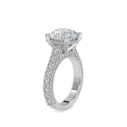Diamond Dynasty: 3.5 CT Centre Piece and 2.65 Ct Side Stone Lab Grown Diamond Statement Ring in 14K Gold – Luxury for Special Occasions