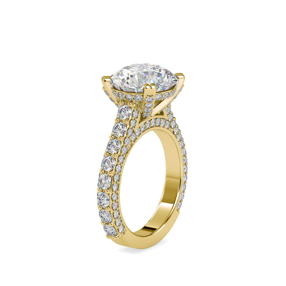 Diamond Dynasty: 3.5 CT Centre Piece and 2.65 Ct Side Stone Lab Grown Diamond Statement Ring in 14K Gold – Luxury for Special Occasions