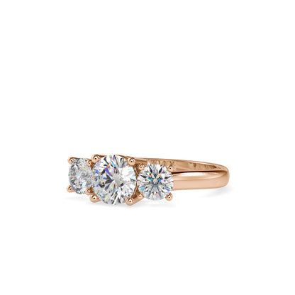 Lab Grown Diamonds with 1.01 CT Center Solitaire, 0.45 CT Side Diamonds Each(1.91 CT),Three-Stone Engagement Ring in 14K Gold- IGI Certified & Customizable