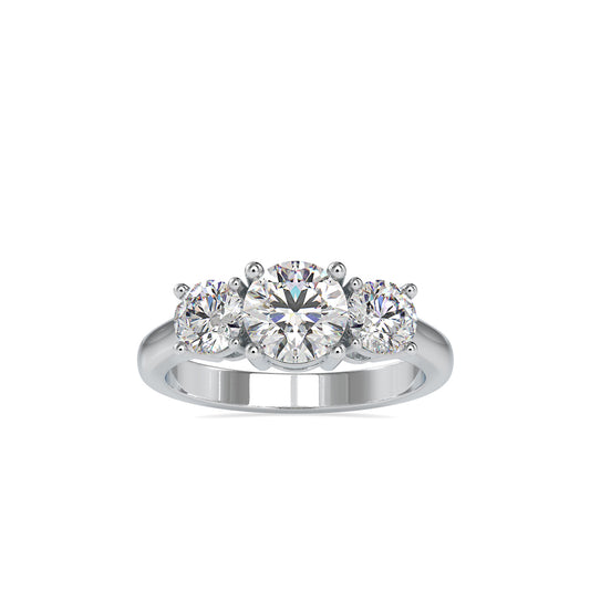 Lab Grown Diamonds with 1.01 CT Center Solitaire, 0.45 CT Side Diamonds Each(1.91 CT),Three-Stone Engagement Ring in 14K Gold- IGI Certified & Customizable