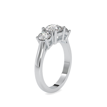 Lab Grown Diamonds with 1.01 CT Center Solitaire, 0.45 CT Side Diamonds Each(1.91 CT),Three-Stone Engagement Ring in 14K Gold- IGI Certified & Customizable