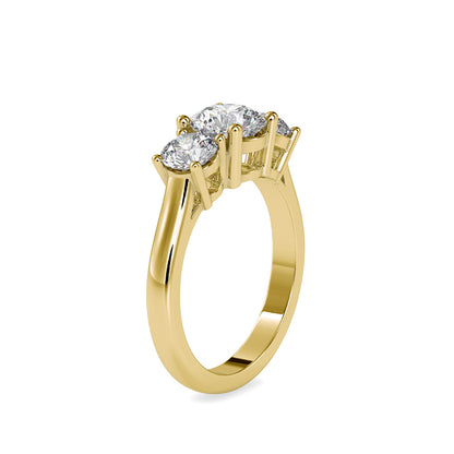 Lab Grown Diamonds with 1.01 CT Center Solitaire, 0.45 CT Side Diamonds Each(1.91 CT),Three-Stone Engagement Ring in 14K Gold- IGI Certified & Customizable