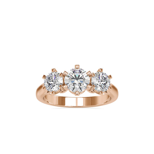 Lab Grown Diamonds with 1.05 CT Center Solitaire, 0.45 CT Side Diamonds Each(1.91 CT),Three-Stone Engagement Ring in 14K Gold- IGI Certified & Customizable
