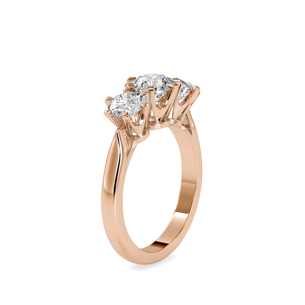Lab Grown Diamonds with 1.05 CT Center Solitaire, 0.45 CT Side Diamonds Each(1.91 CT),Three-Stone Engagement Ring in 14K Gold- IGI Certified & Customizable