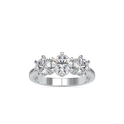Lab Grown Diamonds with 1.05 CT Center Solitaire, 0.45 CT Side Diamonds Each(1.91 CT),Three-Stone Engagement Ring in 14K Gold- IGI Certified & Customizable