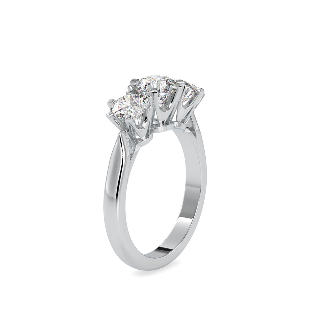 Lab Grown Diamonds with 1.05 CT Center Solitaire, 0.45 CT Side Diamonds Each(1.91 CT),Three-Stone Engagement Ring in 14K Gold- IGI Certified & Customizable