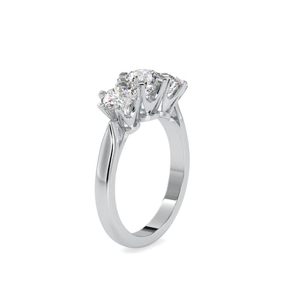 Lab Grown Diamonds with 1.05 CT Center Solitaire, 0.45 CT Side Diamonds Each(1.91 CT),Three-Stone Engagement Ring in 14K Gold- IGI Certified & Customizable