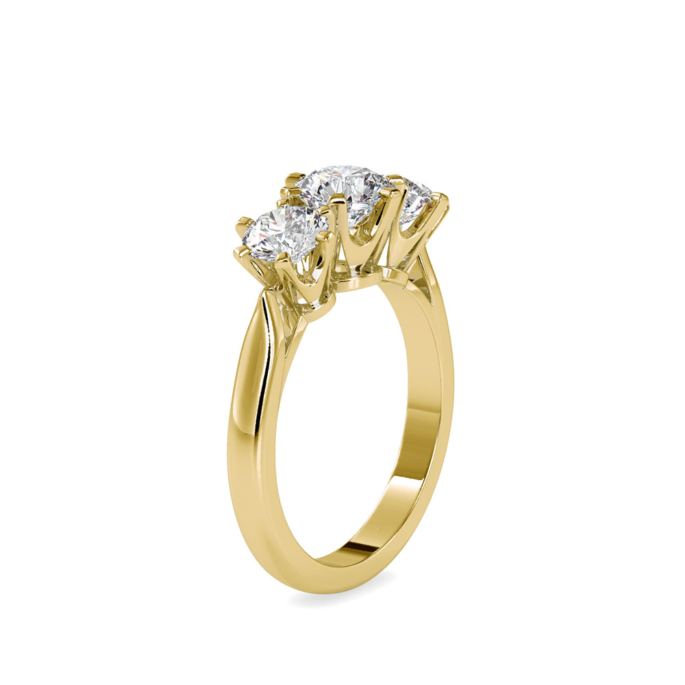 Lab Grown Diamonds with 1.05 CT Center Solitaire, 0.45 CT Side Diamonds Each(1.91 CT),Three-Stone Engagement Ring in 14K Gold- IGI Certified & Customizable