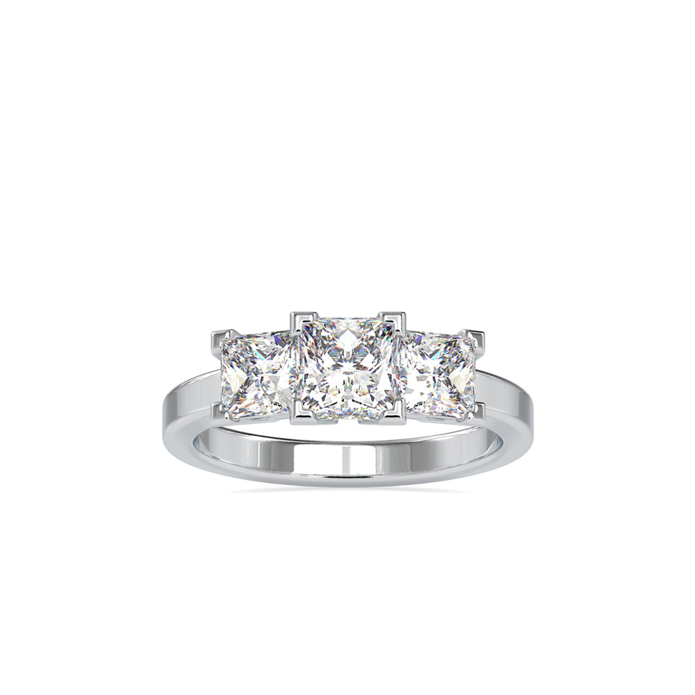 Lab Grown Diamonds with 1 CT Center Solitaire, 0.25  CT Side Diamonds Each(1.50 CT),Three-Stone Engagement Ring in 14K Gold- IGI Certified & Customizable