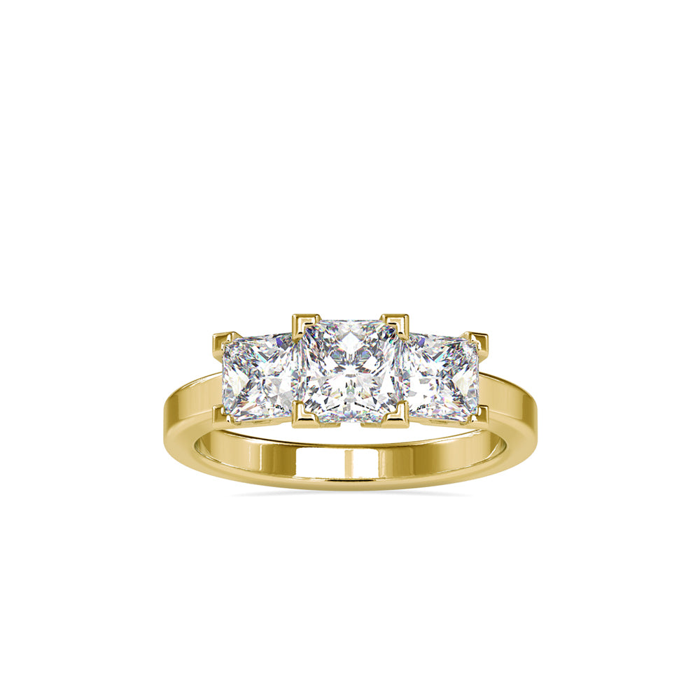 Lab Grown Diamonds with 1 CT Center Solitaire, 0.25  CT Side Diamonds Each(1.50 CT),Three-Stone Engagement Ring in 14K Gold- IGI Certified & Customizable