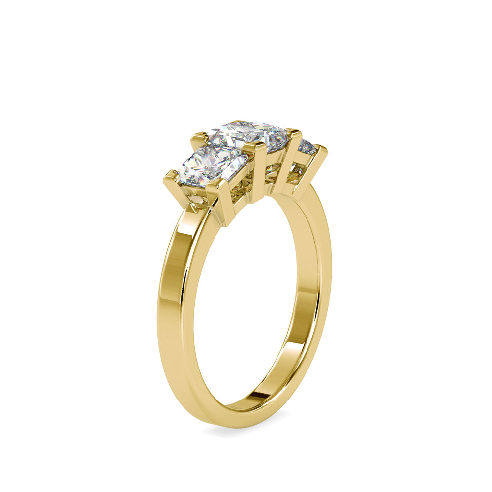 Lab Grown Diamonds with 1 CT Center Solitaire, 0.25  CT Side Diamonds Each(1.50 CT),Three-Stone Engagement Ring in 14K Gold- IGI Certified & Customizable