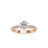 Lab Grown Diamonds with 1 CT Center Solitaire, 0.32 CT Side Diamonds (1.32 CT),Pavé Band Ring in 14K Gold- IGI Certified & Customizable