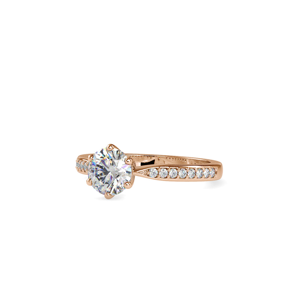 Lab Grown Diamonds with 1 CT Center Solitaire, 0.32 CT Side Diamonds (1.32 CT),Pavé Band Ring in 14K Gold- IGI Certified & Customizable