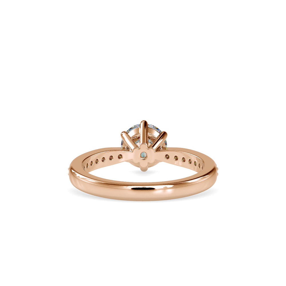 Lab Grown Diamonds with 1 CT Center Solitaire, 0.32 CT Side Diamonds (1.32 CT),Pavé Band Ring in 14K Gold- IGI Certified & Customizable