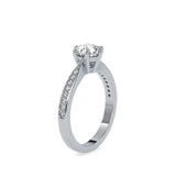 Lab Grown Diamonds with 1 CT Center Solitaire, 0.32 CT Side Diamonds (1.32 CT),Pavé Band Ring in 14K Gold- IGI Certified & Customizable