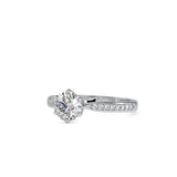 Lab Grown Diamonds with 1 CT Center Solitaire, 0.32 CT Side Diamonds (1.32 CT),Pavé Band Ring in 14K Gold- IGI Certified & Customizable