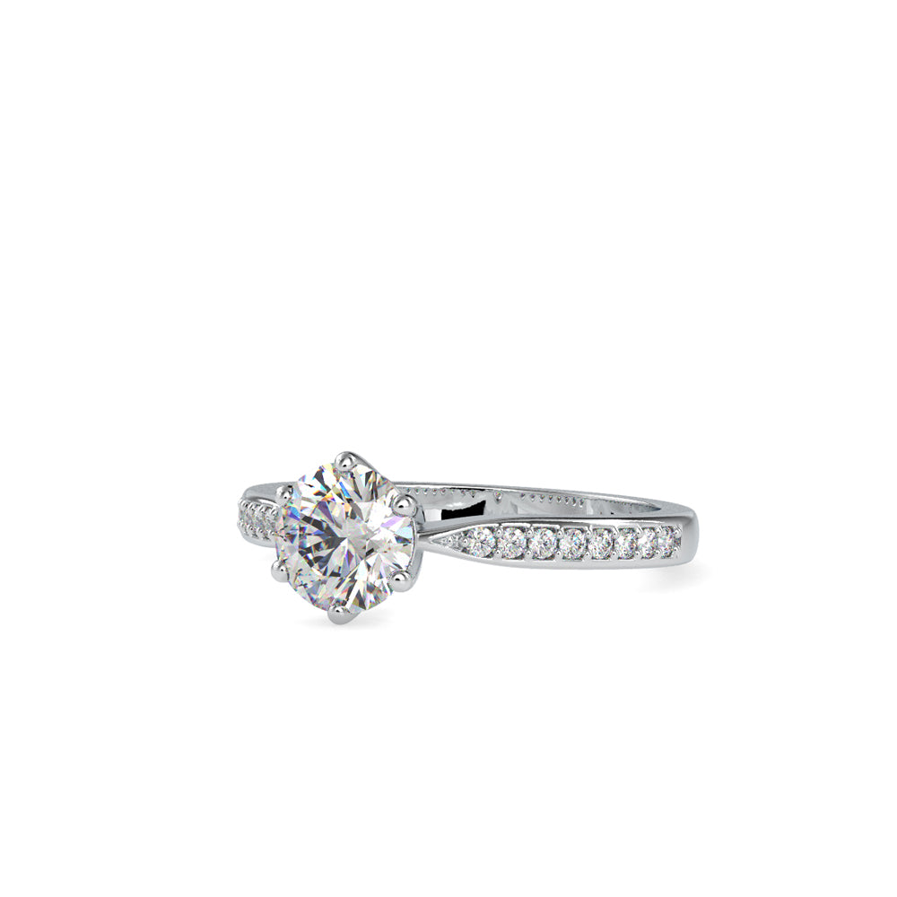 Lab Grown Diamonds with 1 CT Center Solitaire, 0.32 CT Side Diamonds (1.32 CT),Pavé Band Ring in 14K Gold- IGI Certified & Customizable