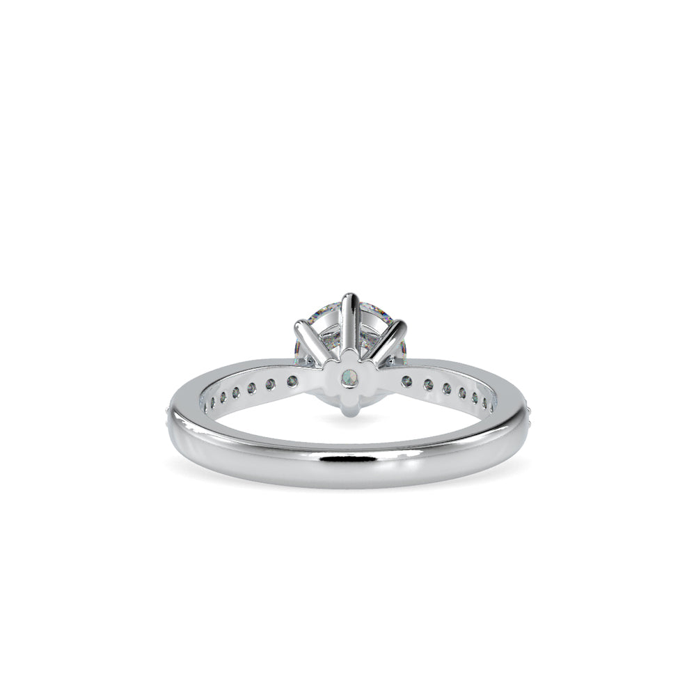 Lab Grown Diamonds with 1 CT Center Solitaire, 0.32 CT Side Diamonds (1.32 CT),Pavé Band Ring in 14K Gold- IGI Certified & Customizable