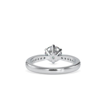 Lab Grown Diamonds with 1 CT Center Solitaire, 0.32 CT Side Diamonds (1.32 CT),Pavé Band Ring in 14K Gold- IGI Certified & Customizable