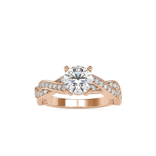 Lab Grown Diamonds with 1 CT Center Solitaire, 0.52 CT Side Diamonds (1.52 CT),Twisted Shank Engagement Ring in 14K Gold- IGI Certified & Customizable