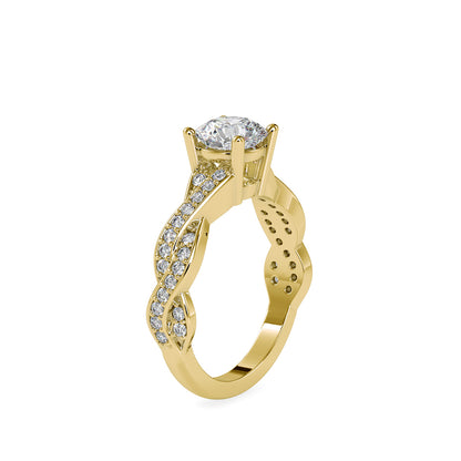 Lab Grown Diamonds with 1 CT Center Solitaire, 0.52 CT Side Diamonds (1.52 CT),Twisted Shank Engagement Ring in 14K Gold- IGI Certified & Customizable