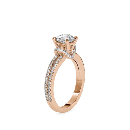 Lab Grown Diamonds with 1.5 CT Center Solitaire, 0.68 CT Side Diamonds (1.68 CT),in 14K GoldTwisted Band Engagement Ring - IGI Certified & Customizable