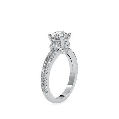 Lab Grown Diamonds with 1.5 CT Center Solitaire, 0.68 CT Side Diamonds (1.68 CT),in 14K GoldTwisted Band Engagement Ring - IGI Certified & Customizable