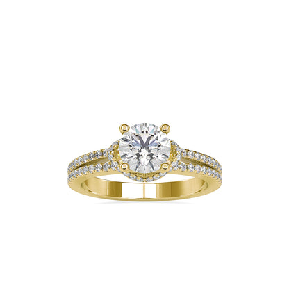Lab Grown Diamonds with 1.5 CT Center Solitaire, 0.68 CT Side Diamonds (1.68 CT),in 14K GoldTwisted Band Engagement Ring - IGI Certified & Customizable