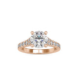 Lab Grown Diamonds with 2 CT Center Solitaire, 0.9 CT Side Diamond Engagement Ring in 14K Yellow Gold , IGI Certified