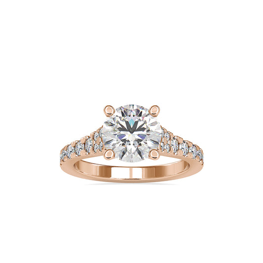 2.9 CT Lab Grown Round Brilliant Diamond Engagement Ring in 14K Yellow Gold with Side Diamonds, IGI Certified