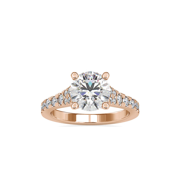 Lab Grown Diamonds with 2 CT Center Solitaire, 0.9 CT Side Diamond Engagement Ring in 14K Yellow Gold , IGI Certified
