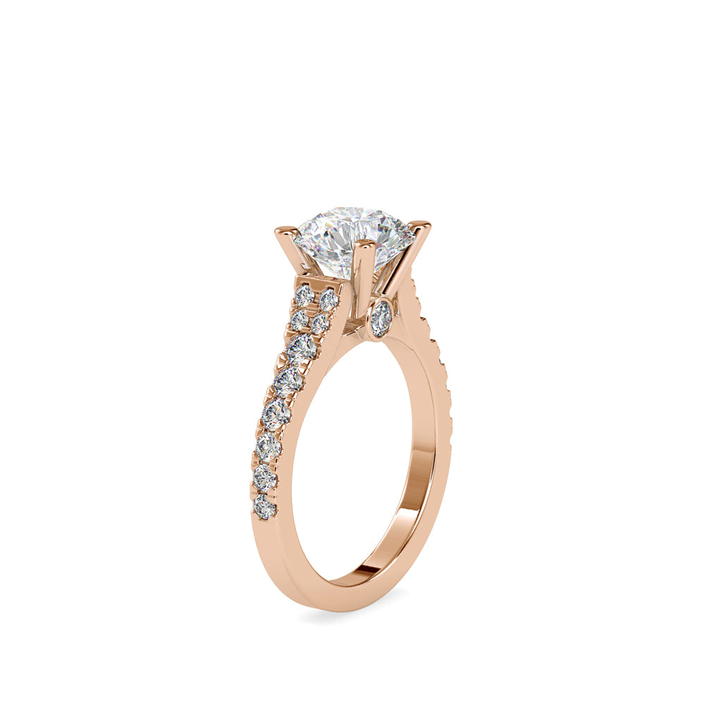 Lab Grown Diamonds with 2 CT Center Solitaire, 0.9 CT Side Diamond Engagement Ring in 14K Yellow Gold , IGI Certified