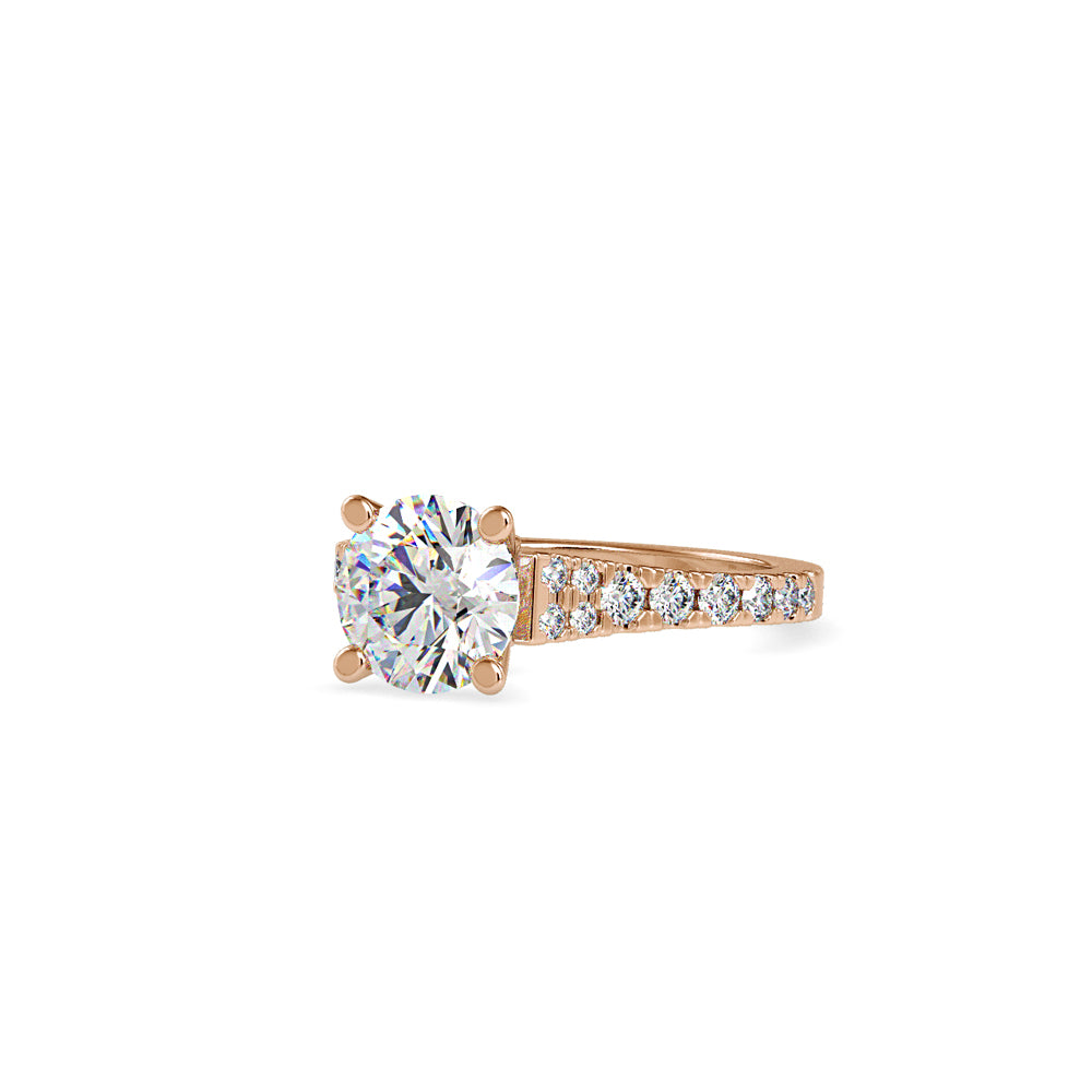 Lab Grown Diamonds with 2 CT Center Solitaire, 0.9 CT Side Diamond Engagement Ring in 14K Yellow Gold , IGI Certified