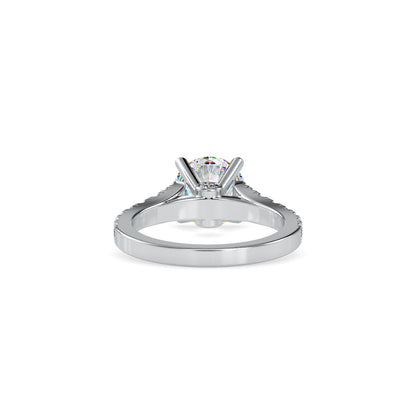 Lab Grown Diamonds with 2 CT Center Solitaire, 0.9 CT Side Diamond Engagement Ring in 14K Yellow Gold , IGI Certified