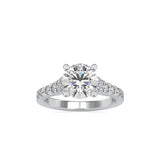 Lab Grown Diamonds with 2 CT Center Solitaire, 0.9 CT Side Diamond Engagement Ring in 14K Yellow Gold , IGI Certified