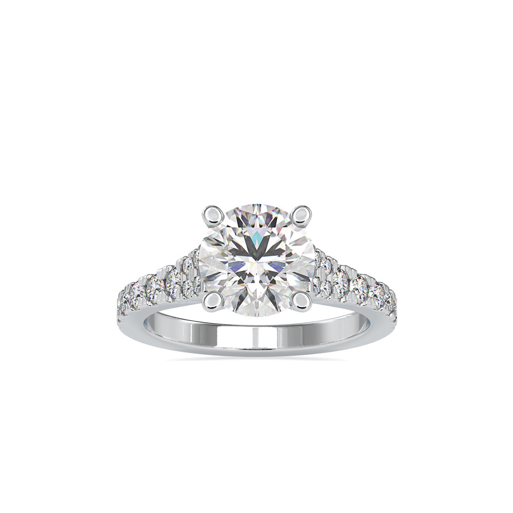 Lab Grown Diamonds with 2 CT Center Solitaire, 0.9 CT Side Diamond Engagement Ring in 14K Yellow Gold , IGI Certified